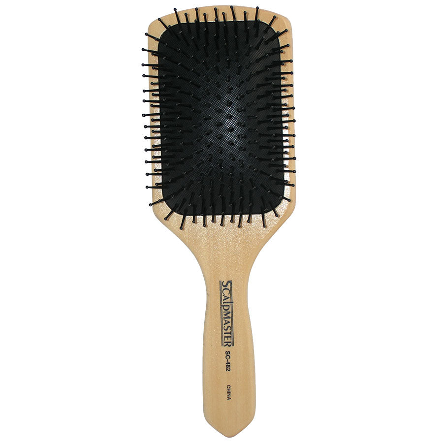 Scalpmaster Wood Cushion Paddle Brush – Detangling Hair Brush for Thick Hair & Scalp Massage