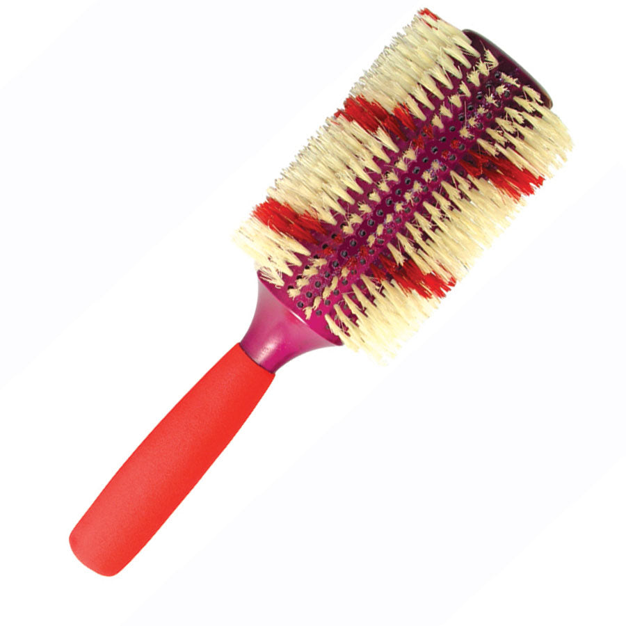 Dual-Color Boar Bristle Radial Brush – Comfort Grip & Natural Shine