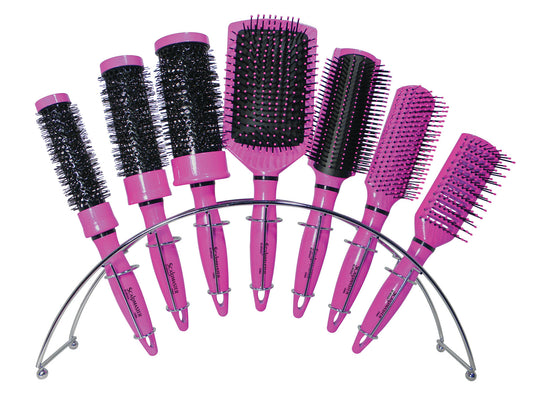 7pcs Brush Set Pink w/ Display Rack